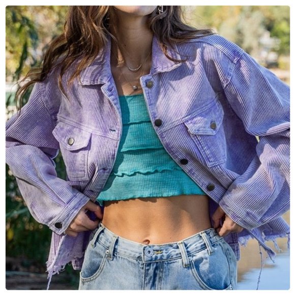 Basic Vintage Corduroy Jacket in Lavender - Picture 3 of 15